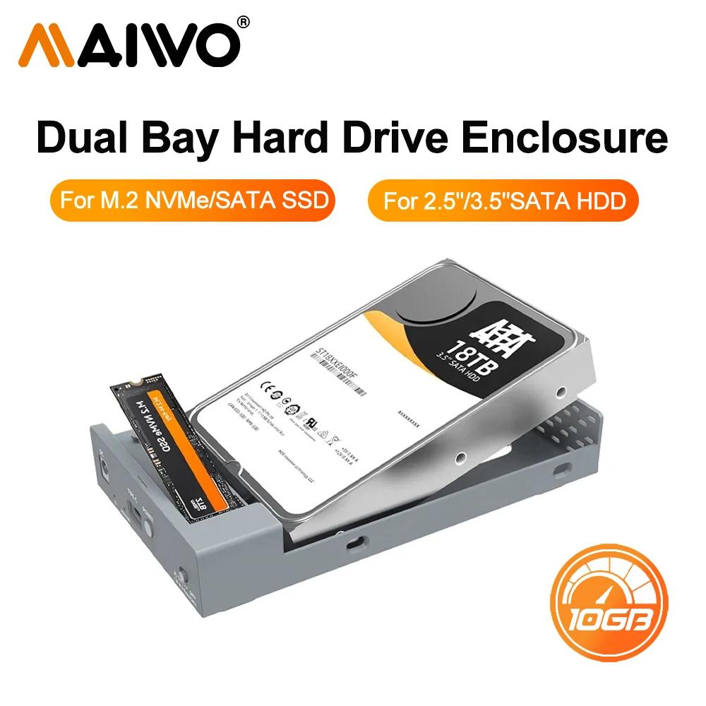 MAIWO   Ŭ, M.2 NVMe/SATA 2.5, 3.5 ġ SATA SSD/HDD  ϵ ̺, USB 3.2, 10Gbps HDD ̽, USB C ̽ PC